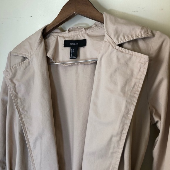 Forever21 Tan Cotton Tie Front Trench Coat Jacket - Picture 3 of 4